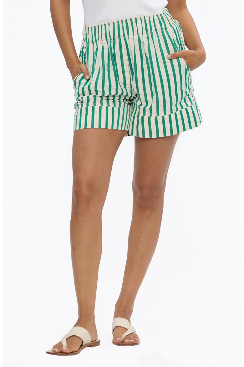 Esplande Stripe Pull-On Shorts, Main, color, JADE STRIPE