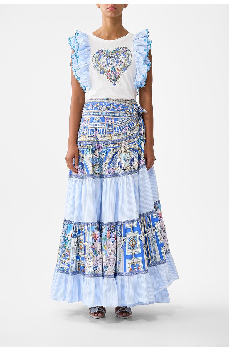 Camilla Double Frill Sleeve Tee, Main, color, Ottoman Opulence