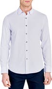 W.R.K Trim Fit Abstract Square Print Performance Button-Up Shirt
