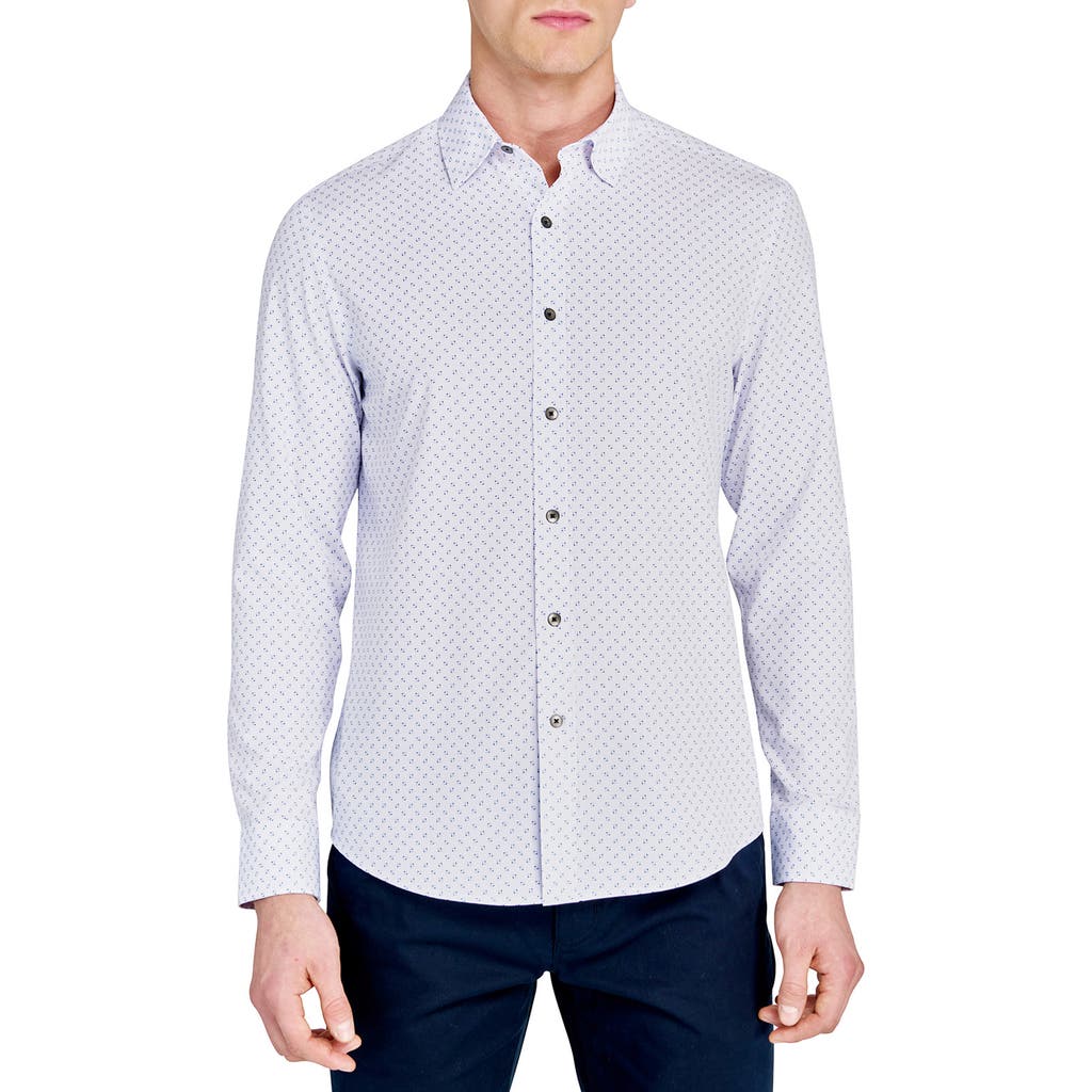 W.R.K Abstract Square Print Performance Button-Up Shirt in Blue  product