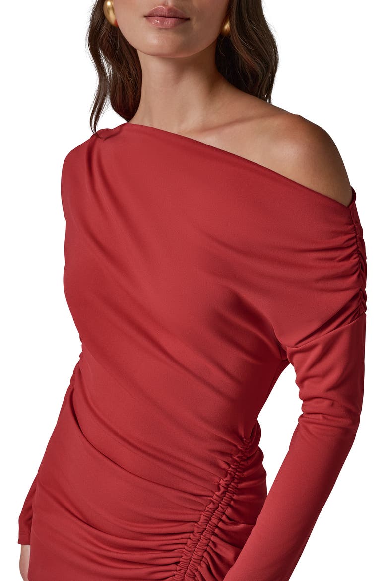 Asymmetric Long Sleeve Dress, Alternate, color, RED