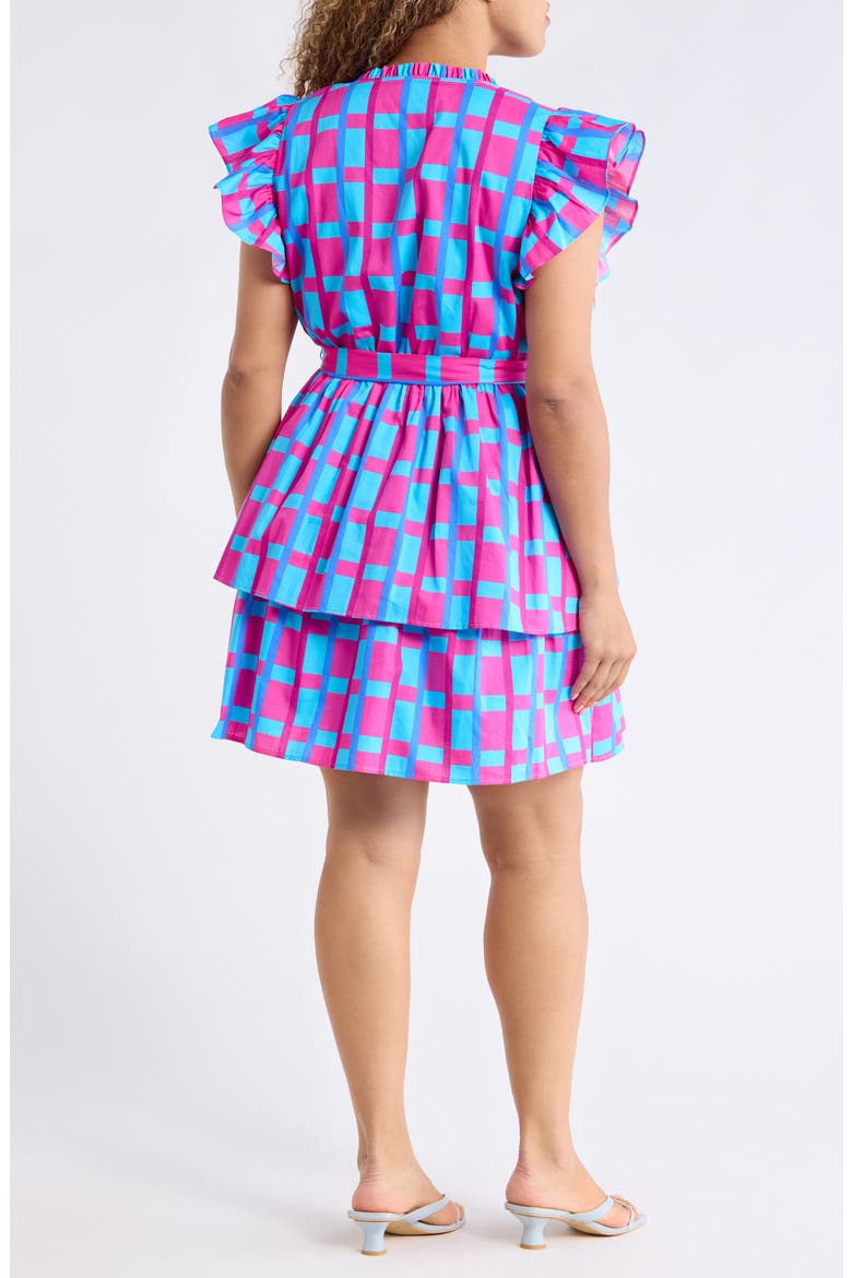Marvy Checker Emie Ruffle Minidress, Alternate, color, FUCHSIA-BLUE-MUL