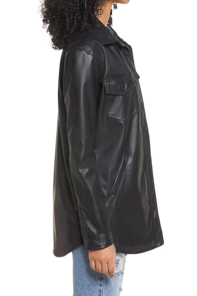Faux Leather Collar Jacket, Alternate, color, BLACK