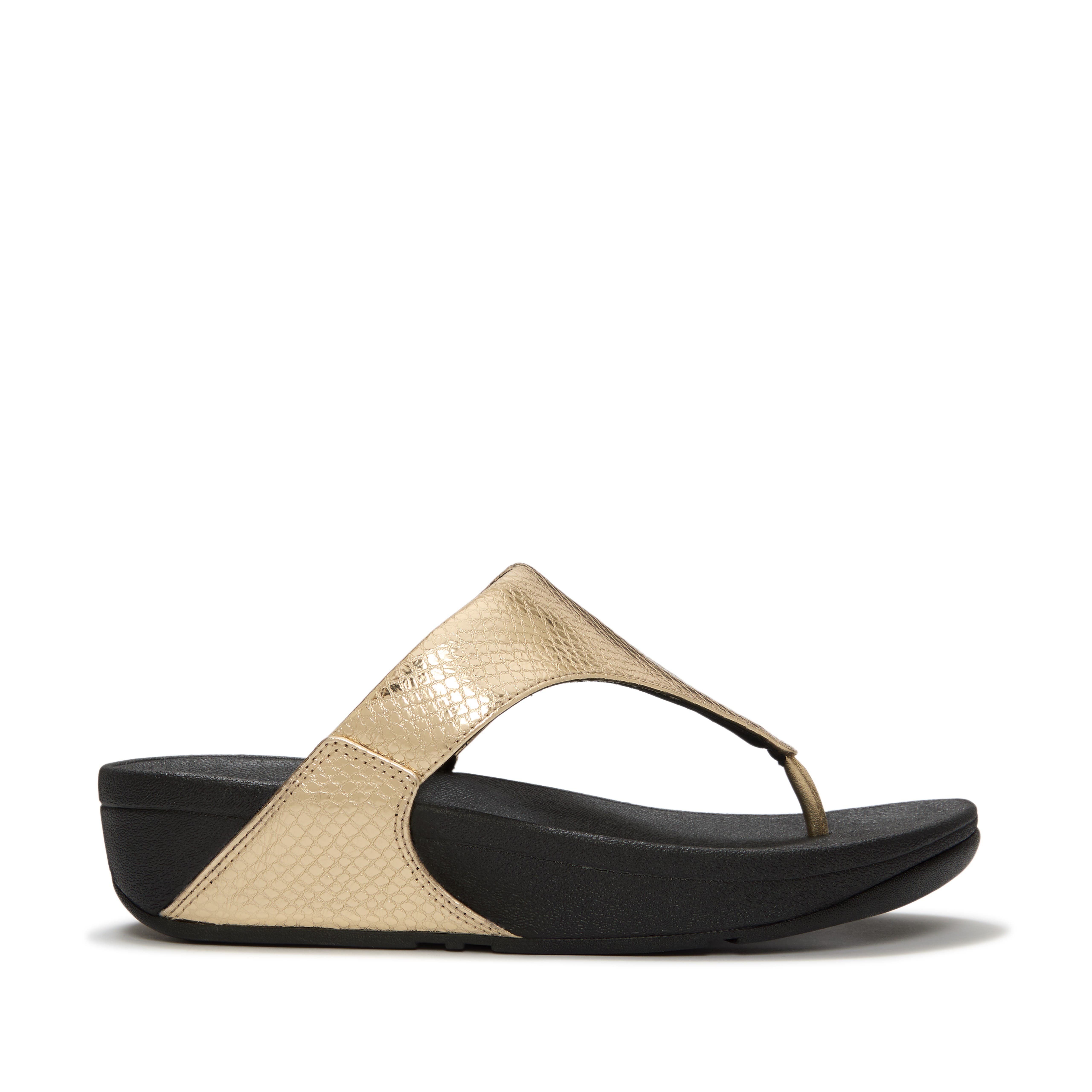 Lulu Metallic Snake Toe-Post Sandals, Alternate, color, Platino