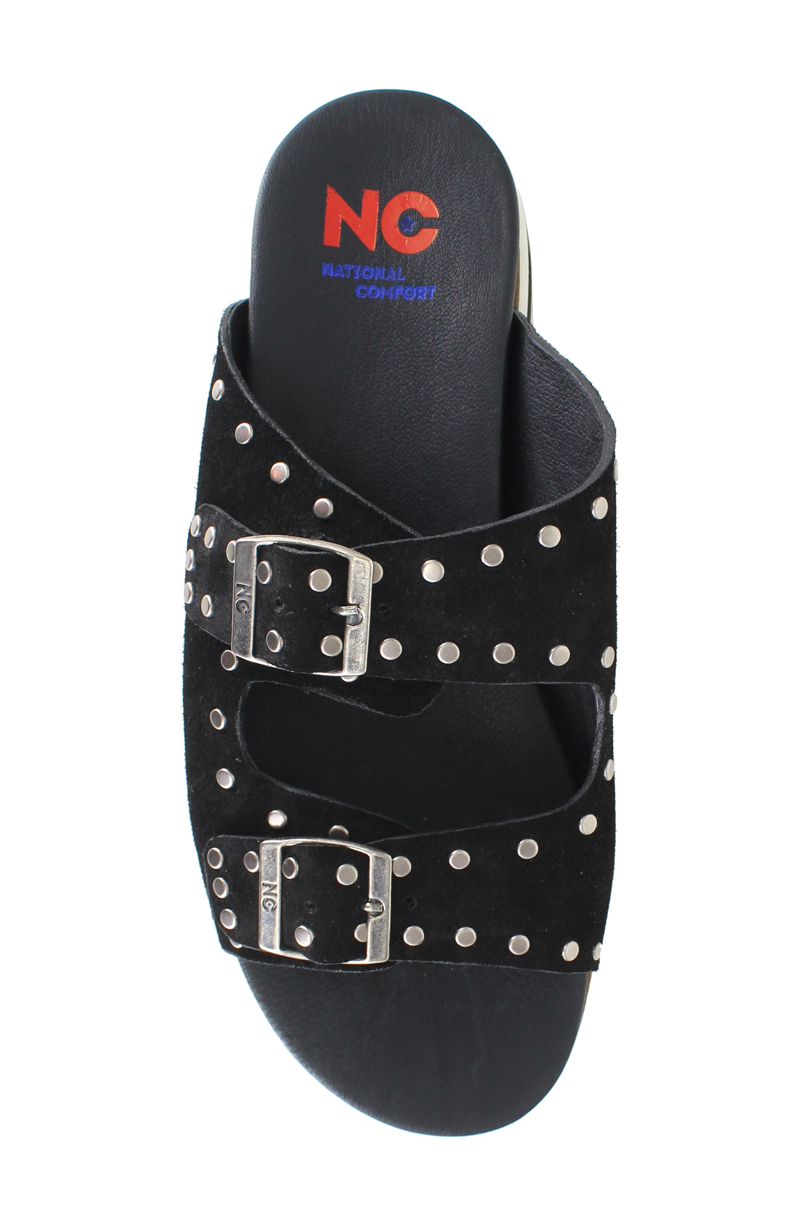 National Comfort Kynna Studded Platform Slide Sandal, Alternate, color, Black Leather