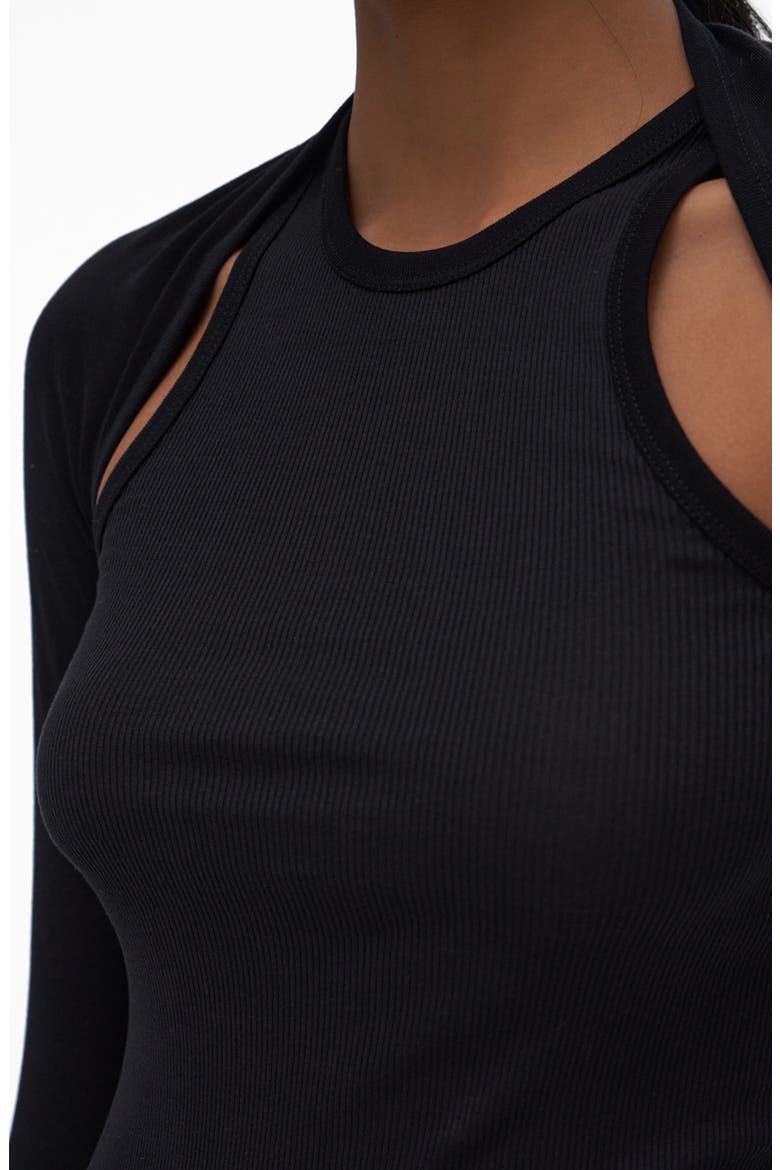 Double Rib Tee & Bolero Set, Alternate, color, BASALT BLACK