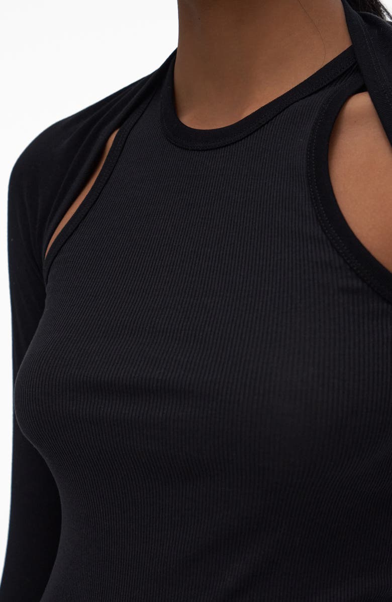 Helmut Lang Double Rib Tee & Bolero Set, Alternate, color, 