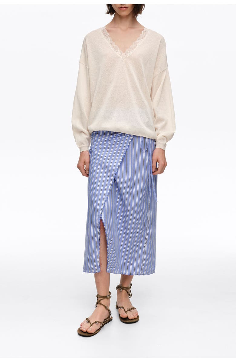 Bimba y Lola Straight Striped Sarong Skirt, Main, color, Blue