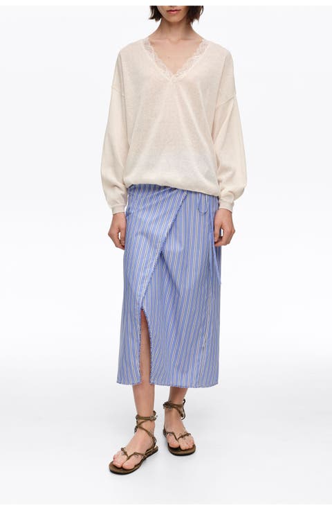 Straight Striped Sarong Skirt