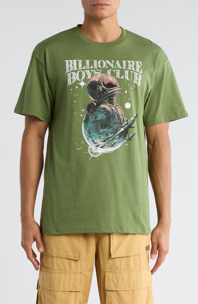 Billionaire Boys Club Flight Helmet Graphic Short Sleeve T-Shirt, Main, color, Vineyard Green