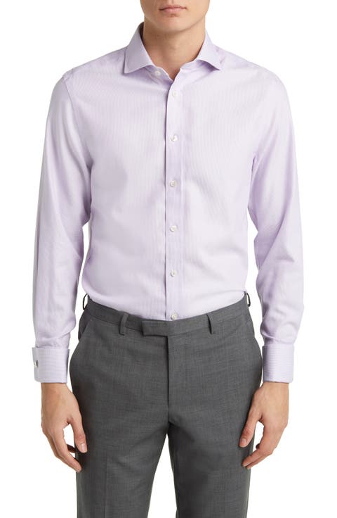 Non-Iron Clifton Weave Cutaway Slim Fit Shirt Double Cuff