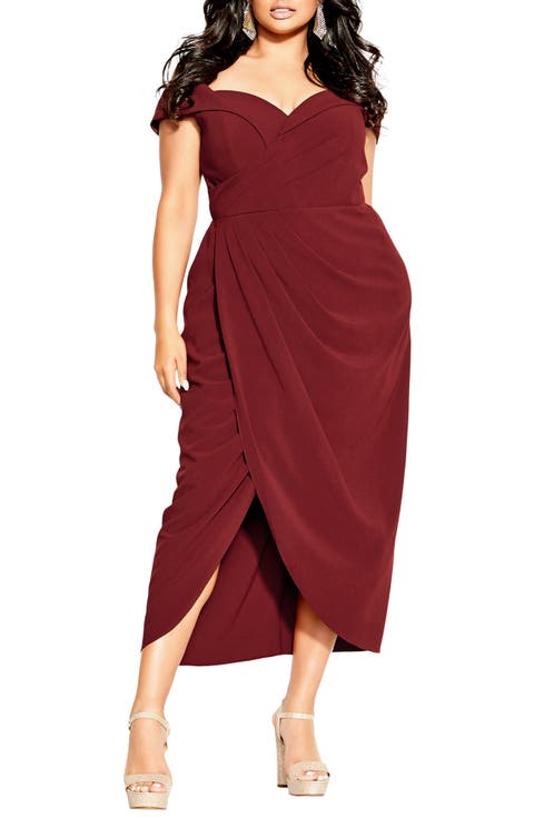 Ripple Love Off the Shoulder Maxi Dress (Plus Size)
