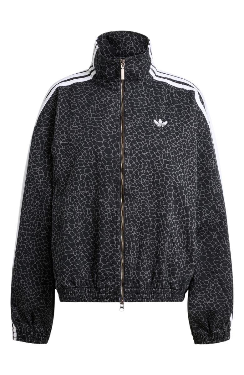 adidas Originals Firebird Animal Print Denim Track Jacket, Alternate, color, Black/ Grey Six