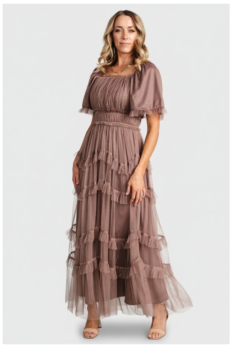 Magdalena Tulle Maxi Dress, Main, color, Mink