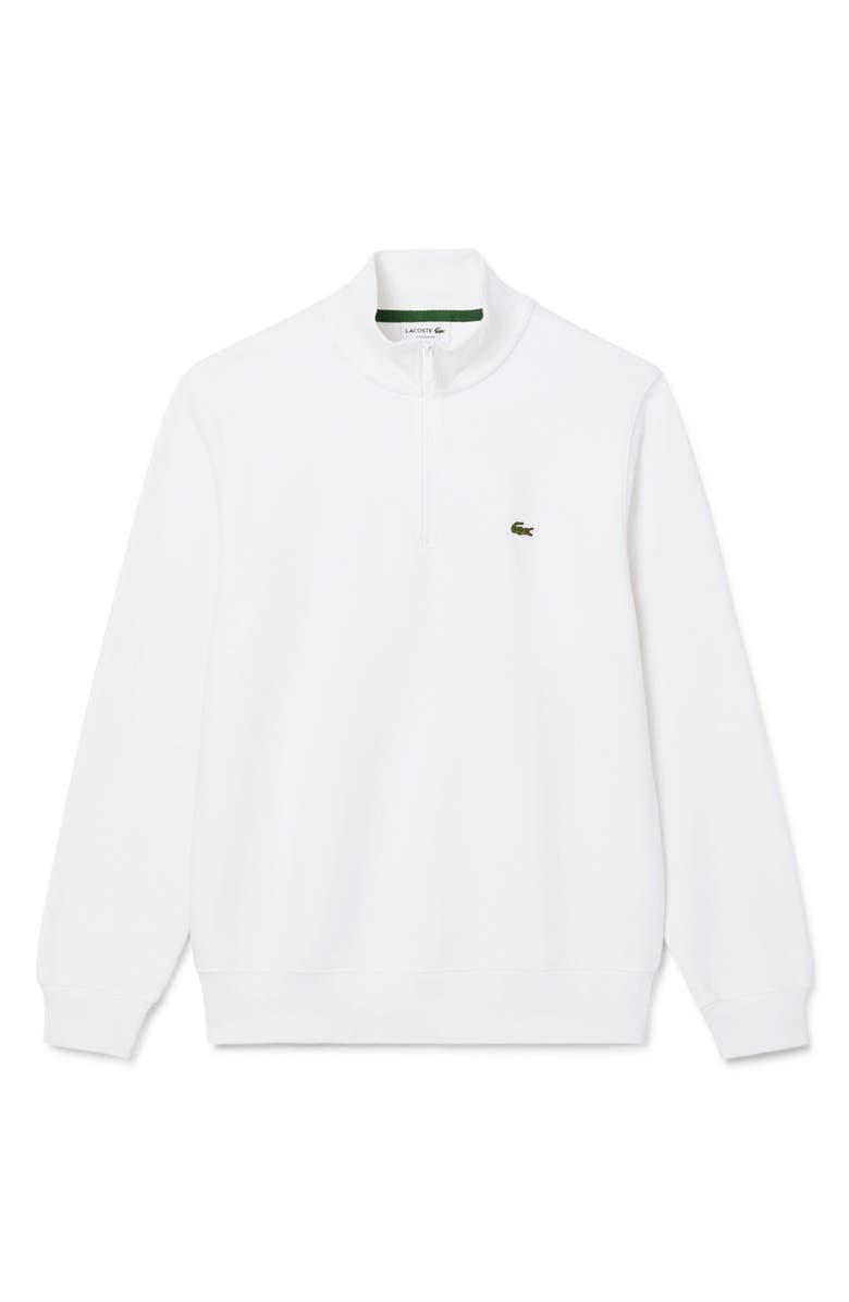 Lacoste Cotton Fleece Half Zip Pullover, Main, color, White