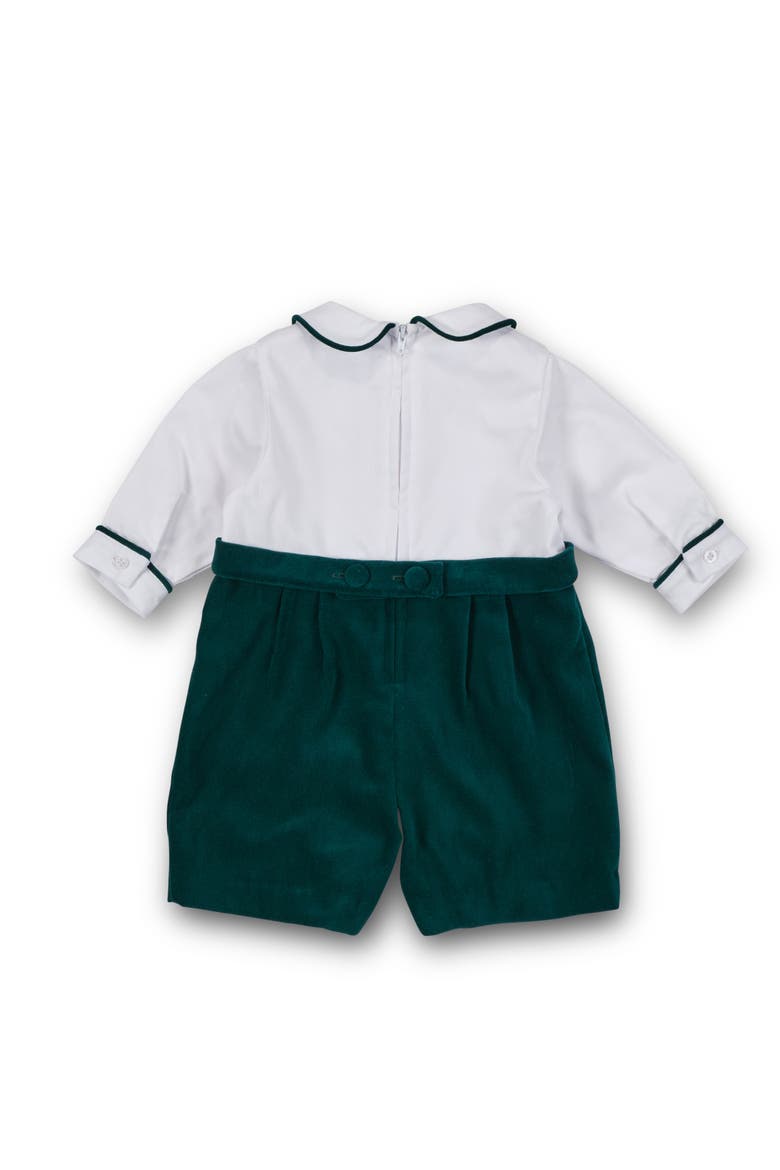 Pique And Velvet Short Sleeve All In One Shortall, Alternate, color, Green, White