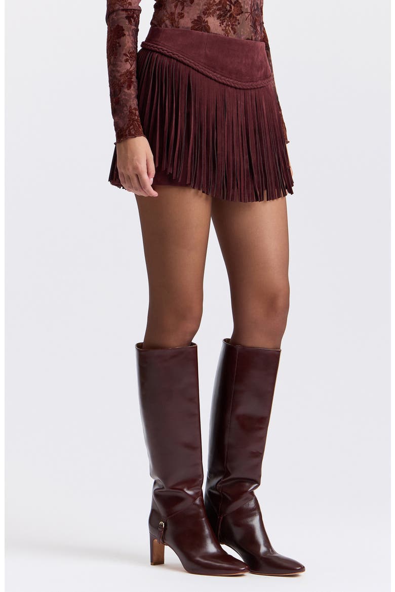 Fringe Miniskirt, Alternate, color, WINE