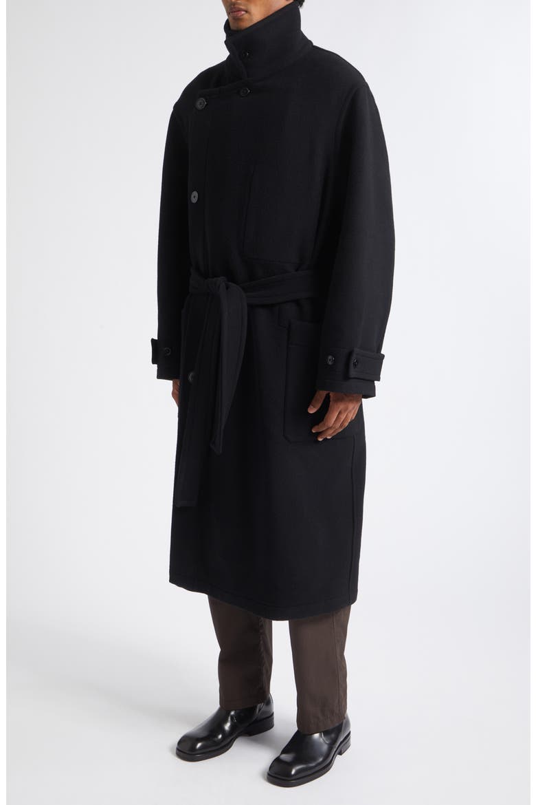 Double Face Wool Wrap Coat, Alternate, color, BLACK