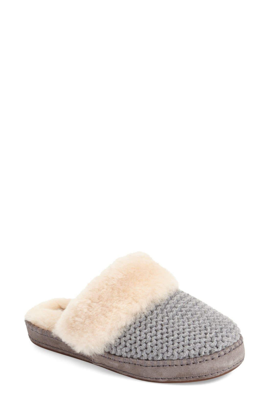 Aira Knit Scuff Slipper, Main, color, GREY KNIT