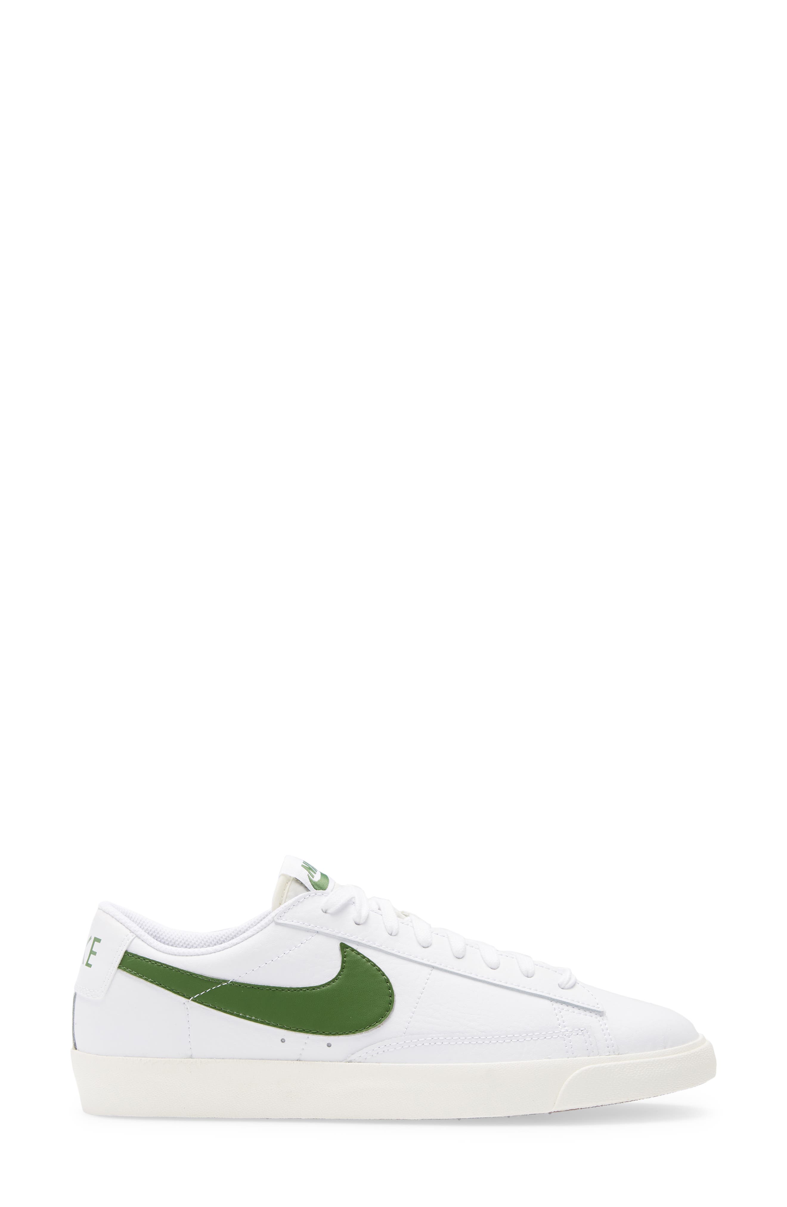 Blazer Low Leather Sneaker, Alternate, color, WHITE/ FOREST GREEN/ SAIL