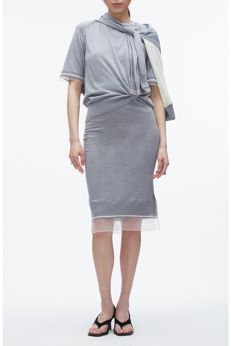 Short Sleeve Knit Wool Dress, Main, color, GREY MELANGE