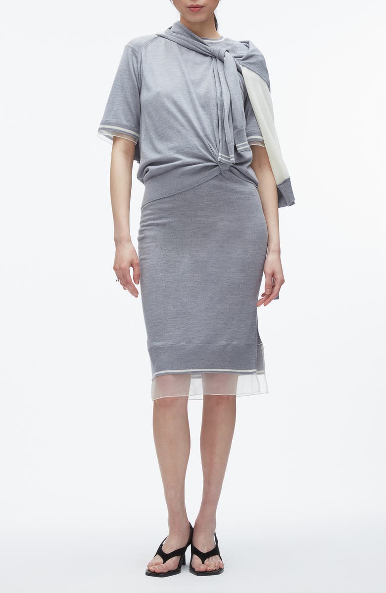 3.1 Phillip Lim Short Sleeve Knit Wool Dress, Main, color, Grey Melange