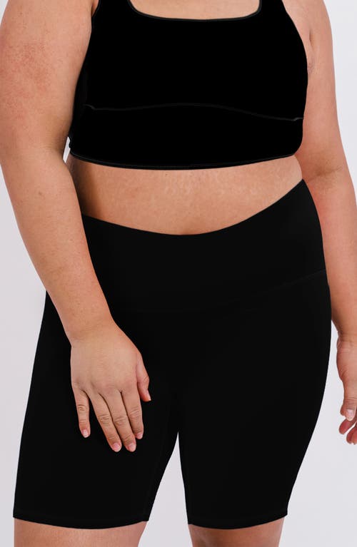 Calypsa Plus Size Tummy Control Long Bike Swim Shorts In Black