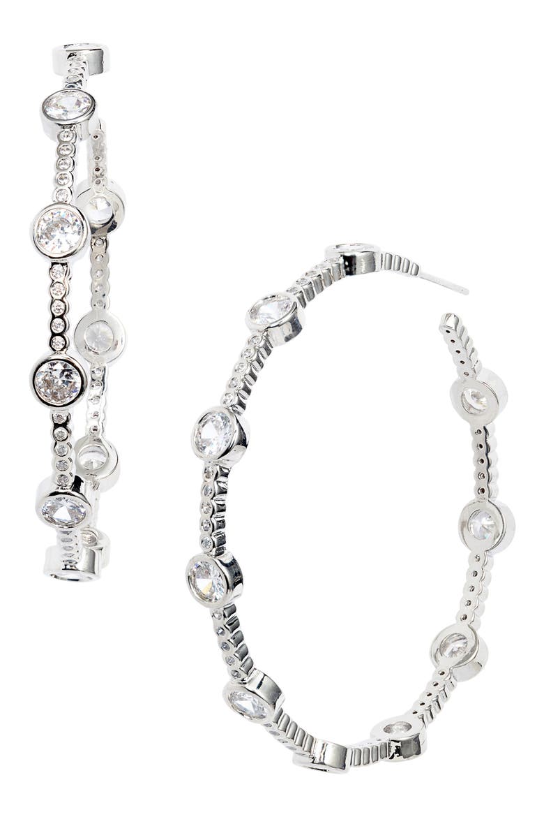 Shani Hoop Earrings, Main, color, SILVER
