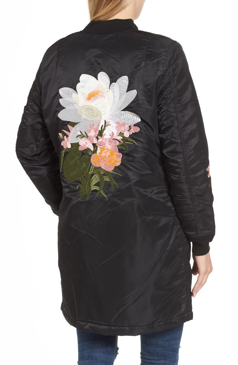 Alpha Industries Long Souvenir Illusion MA-1 Jacket, Alternate, color, Black