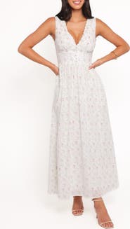 Petal & Pup Kimlee Floral Print Swiss Dot Midi Dress