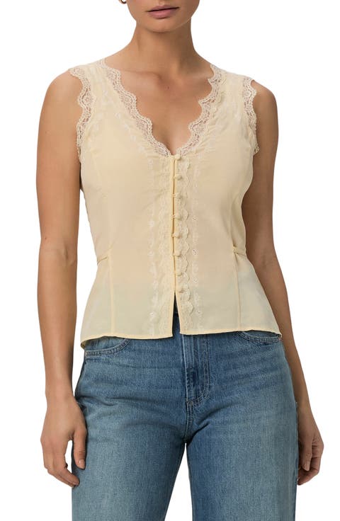 Ancona Lace Trim Silk Tank