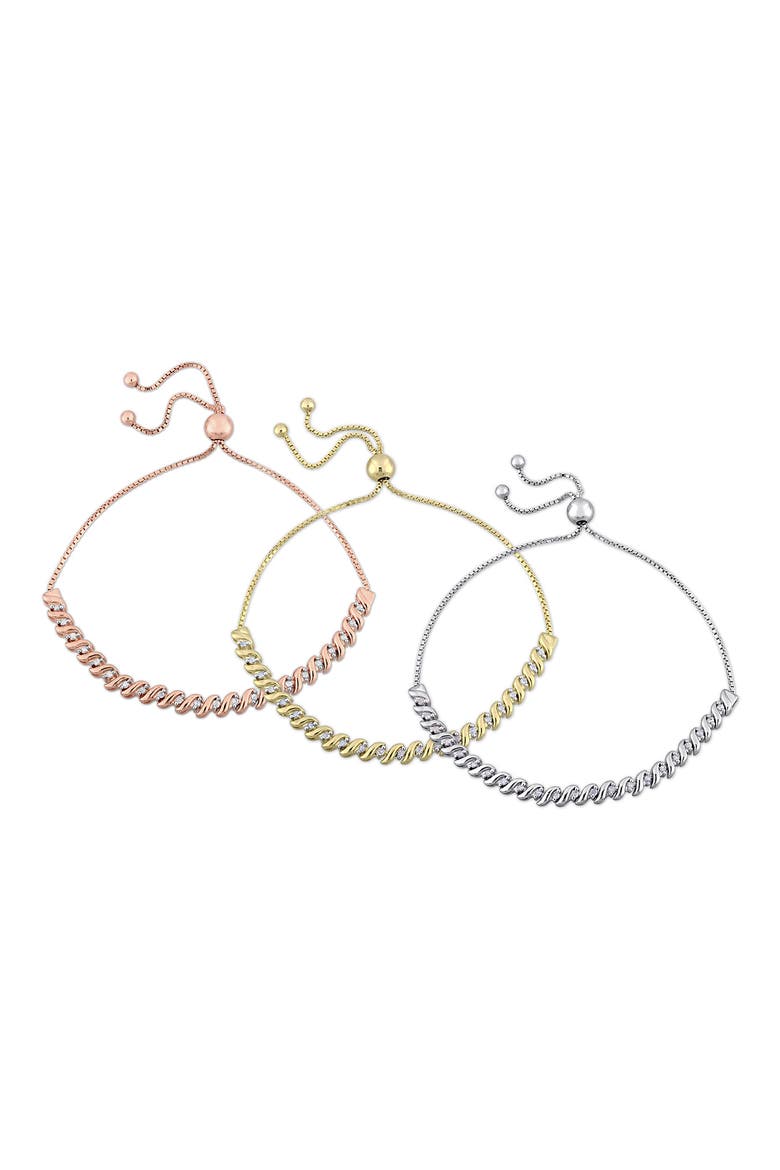 Set Of 3 Diamond Slider Bracelets - 0.73ct., Main, color, SILVER MULTI