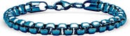 STEELTIME Men's Blue Ion Plated Stainless Steel Box Chain Bracelet