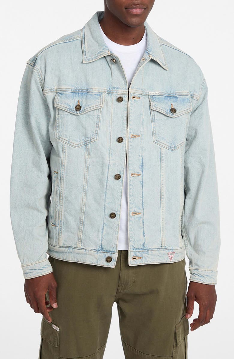 GUESS JEANS Oversize Denim Trucker Jacket, Main, color,