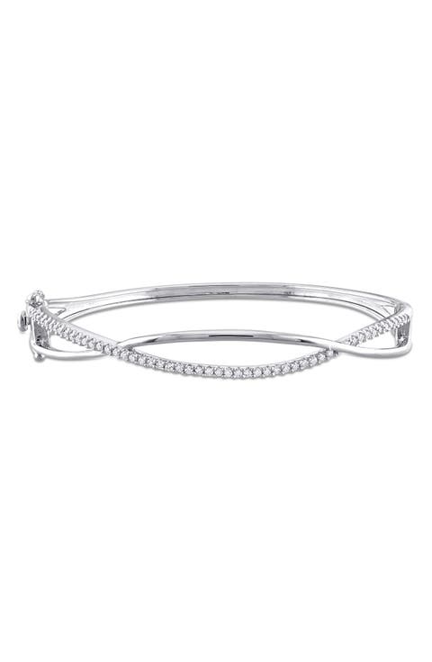 Lab-Created Moissanite Crossover Bangle Bracelet