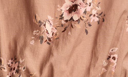 Lucky Brand Floral Flutter Sleeve Cotton Blend Top In Taupe Floral