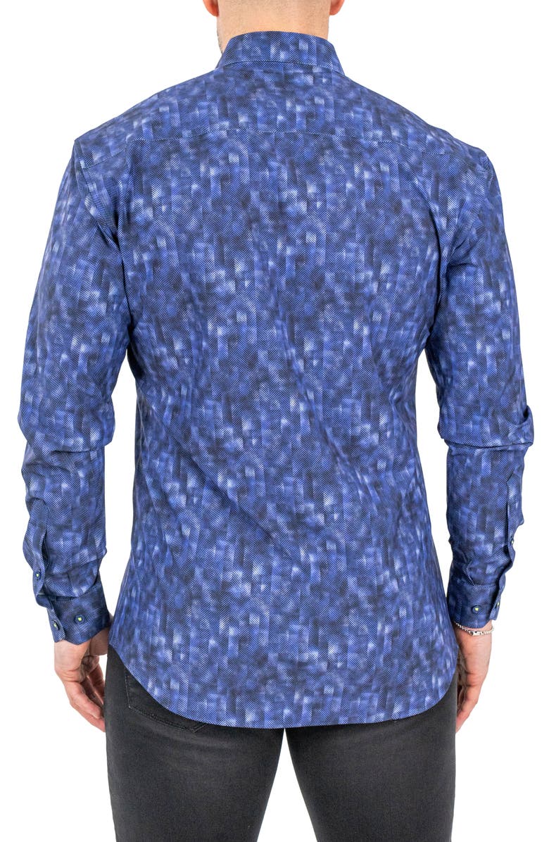 Maceoo Einstein Stretch Pixelated Button-Up Shirt, Alternate, color, Purple