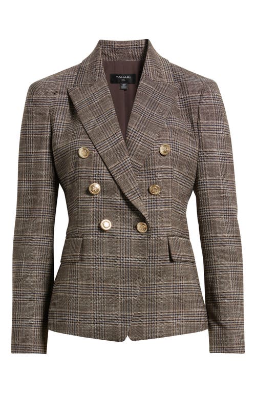 Tahari Asl Plaid Double Breasted Blazer In Multi