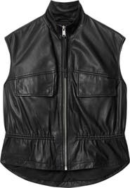 AllSaints Flor Zip-Up Leather Gilet