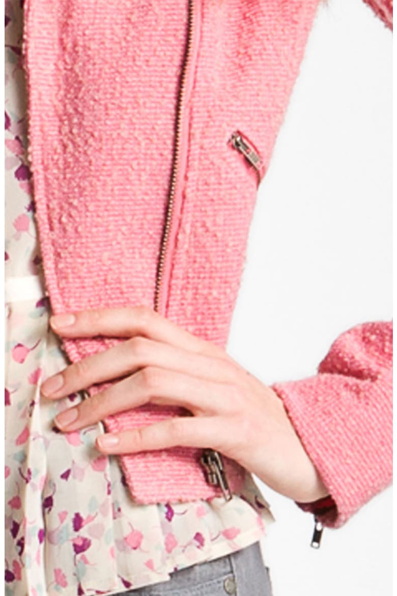 Hinge® Bouclé Biker Jacket, Alternate, color, PEACH- CREAM