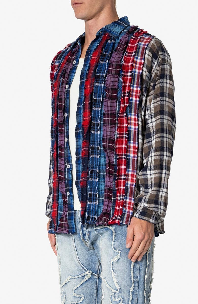 mnml Tuxedo Plaid Cotton Flannel Button-Up Shirt, Alternate, color, Multi