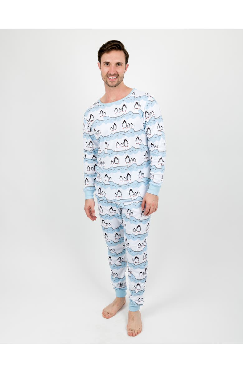 Leveret Men's Cotton Matching Family Holiday Pajamas, Reindeer & Moose Prints, Alternate, color, Penguin