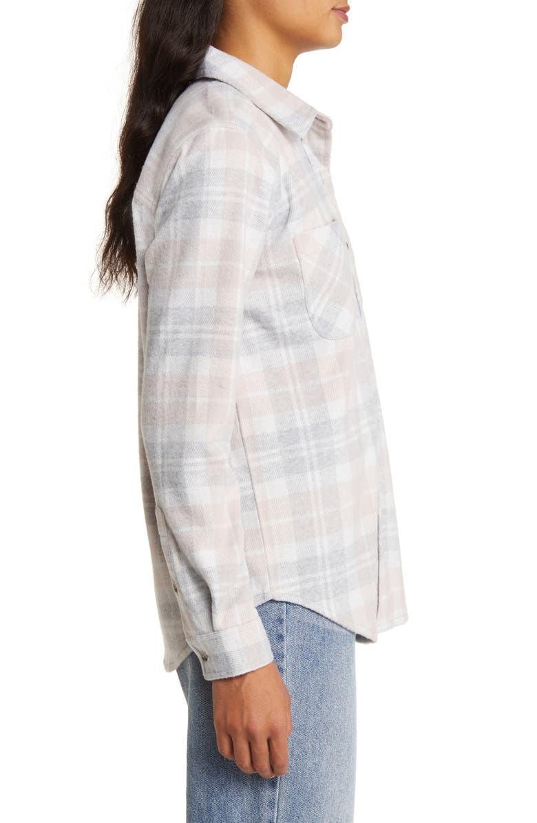 beachlunchlounge Plaid Jacquard Knit Shacket, Alternate, color, Blushing Grey