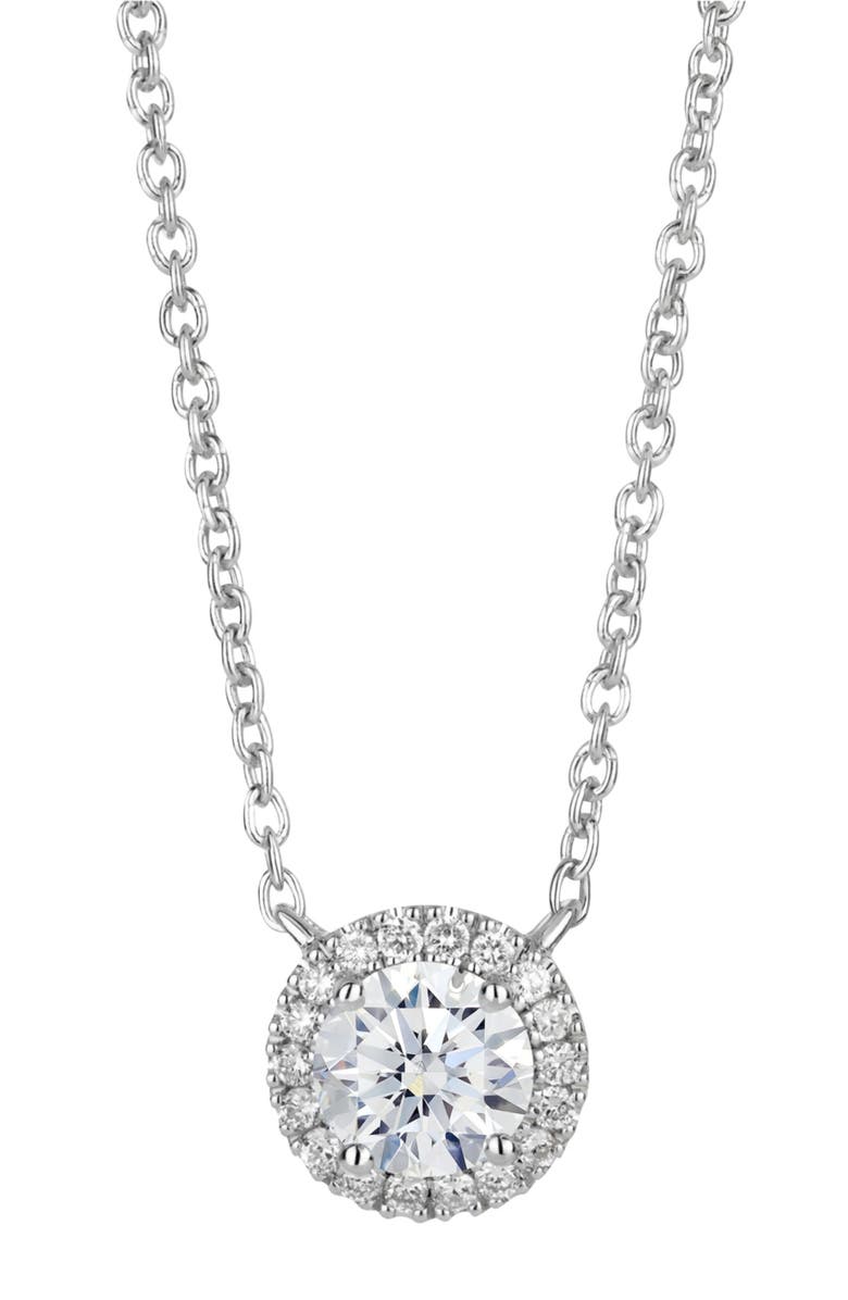 LIGHTBOX 1-Carat Lab Grown Diamond Halo Pendant Necklace, Main, color, 