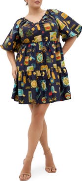 City Chic Fantasy Amalfi Print Tiered Minidress