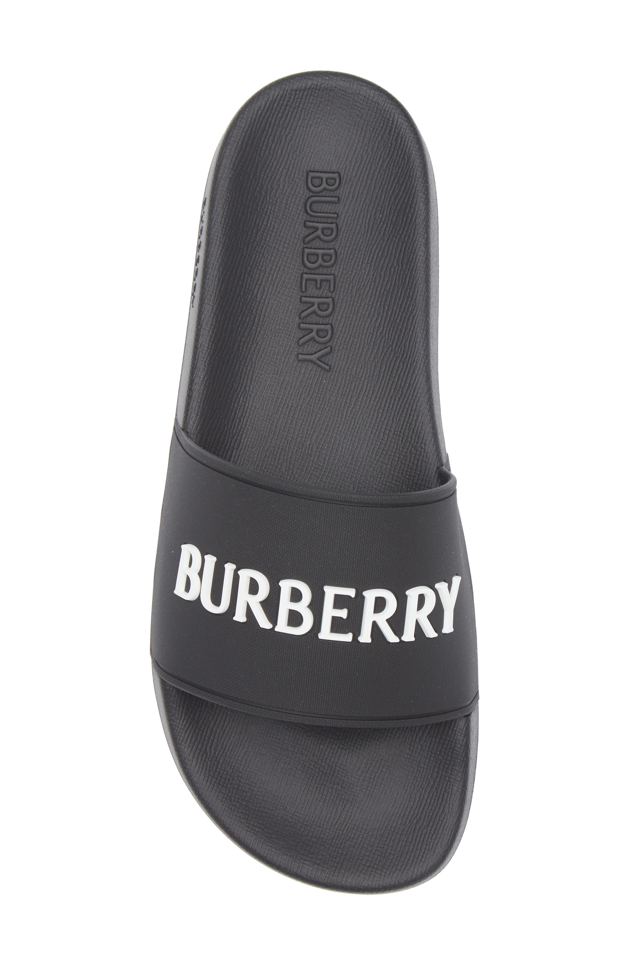 Burberry Furley Slide Sandal, Alternate, color, Black/ White