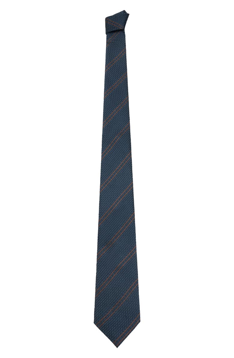 MANGO Silk Microstructure Tie, Alternate, color, Navy