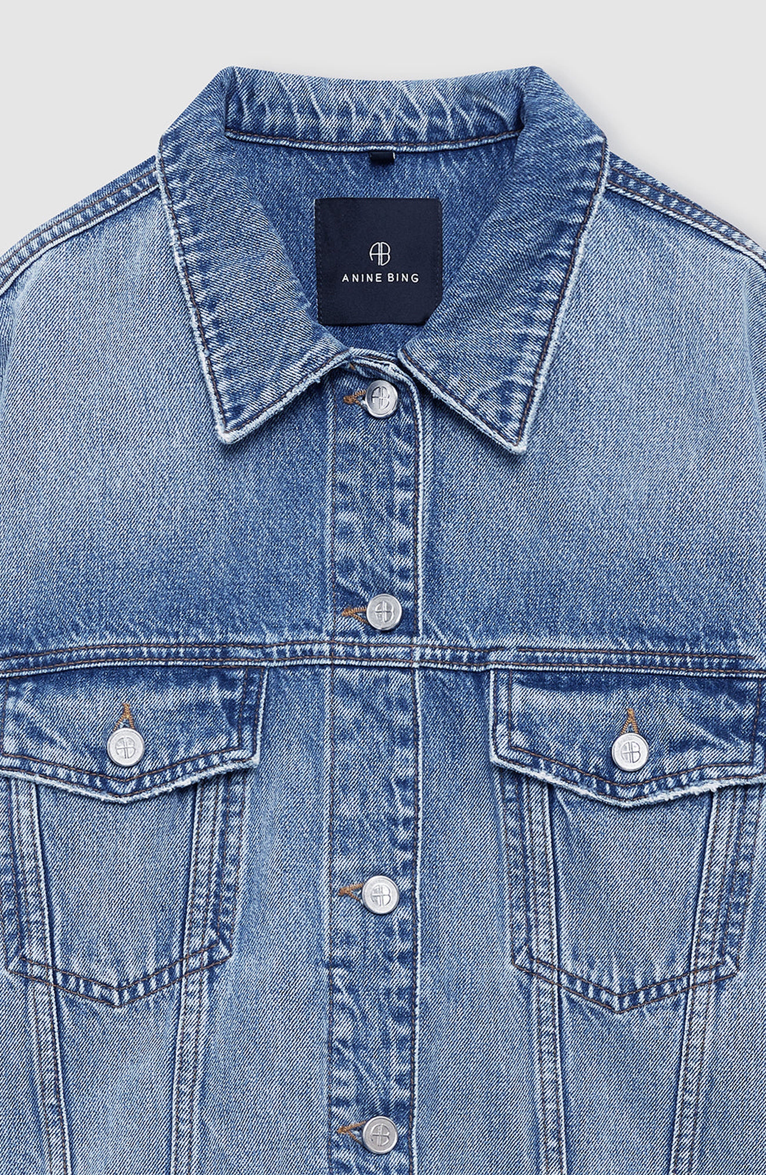 Anine Bing Quincy denim jacket Nordstrom Anniversary Sale 2026 front