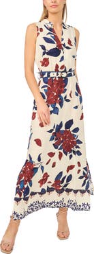 Halogen® Collared Floral Sleeveless Dress