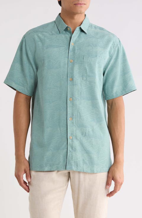 Ahi Run Jacquard Short Sleeve Button-Up Shirt